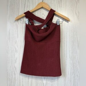 The General Good Rust Ribbed Cross Back Sweater Knit Tank Top Size S